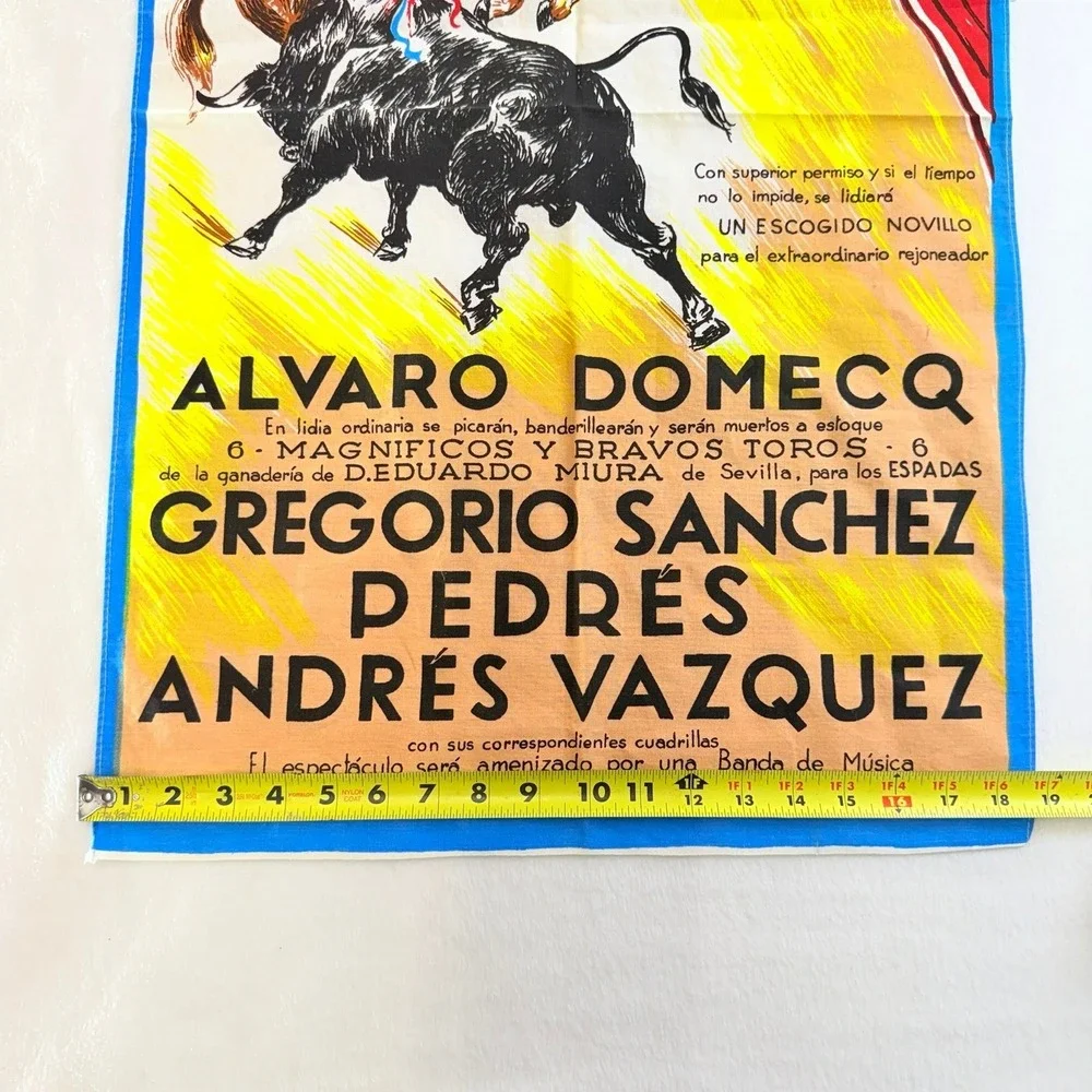 Vintage Plaza de Toros Las‎ Ventas Madrid Bullfighting Fabric Poster 18x30 Spain